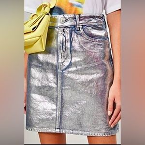 Sandro silver denim skirt